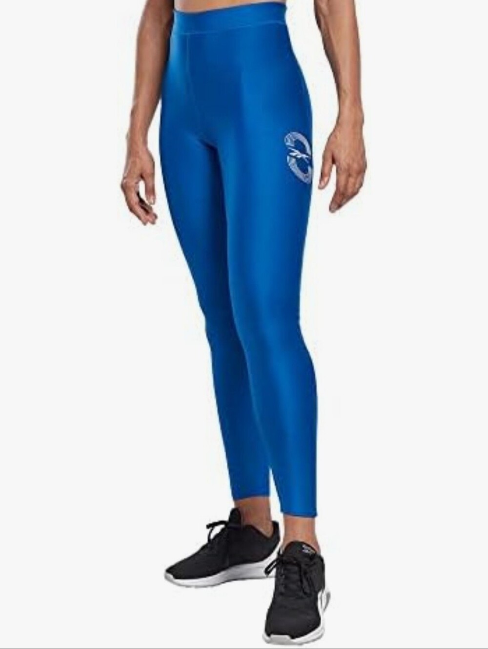 Reebok Leggings Womens Running Vector Tights Workout Pants Blue & White Medium